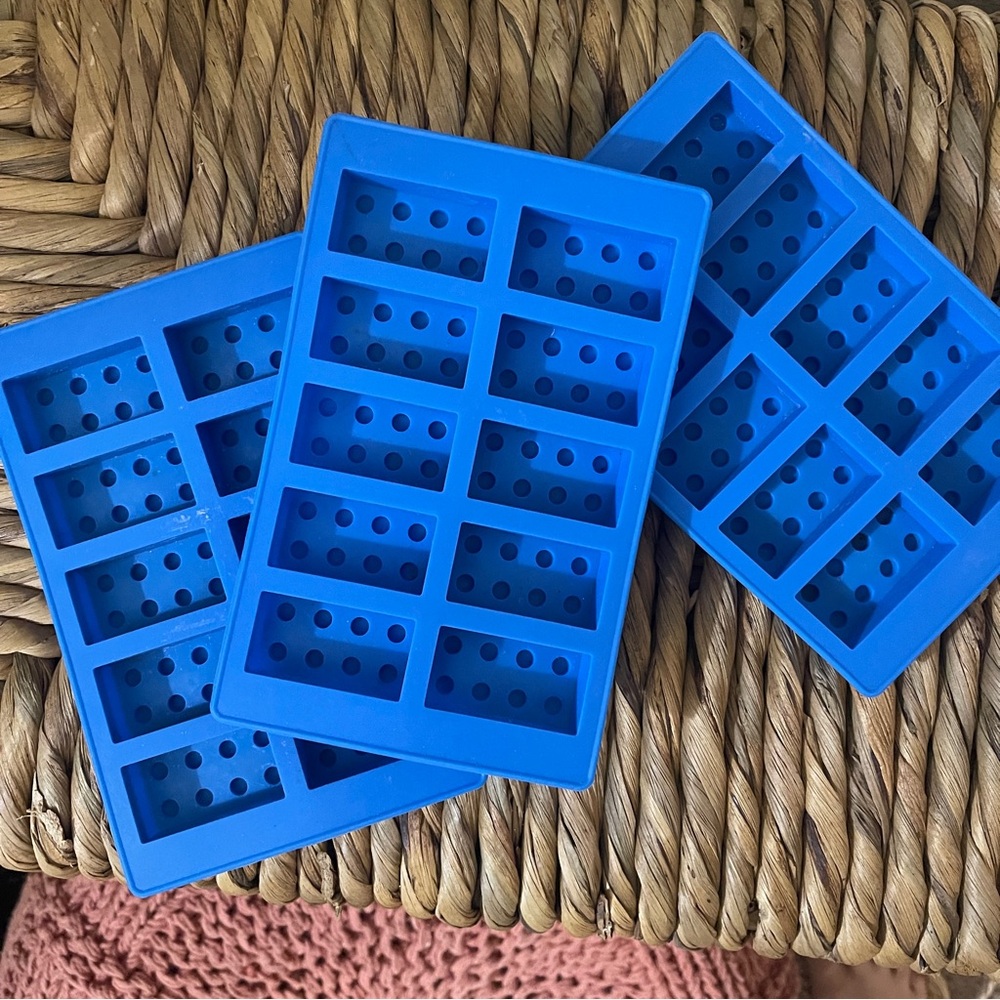 Lego Bricks and Figures Ice or candy Molds 3 pack blue silicone moldable